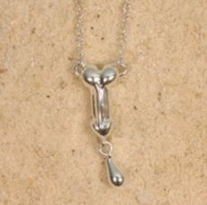Penis pendant silver collar with chain